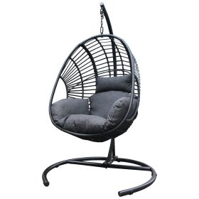 High Quality Outdoor Indoor Black color PE Wicker Swing Egg chair