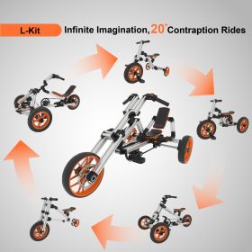 KidRock Buildable Kit 20 in 1 Kids Go Kart Set, Suitable for 1 to 8 Years Old, Two Wheel Bike, Three Wheel Bike, Go Kart, Sit/Stand Scooter