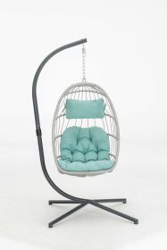 outdoor patio Wicker Hanging Chair Swing Chair Patio Egg Chair UV Resistant Blue cushion Aluminum frame