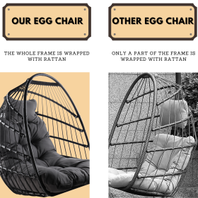 (Arrived at port on Apr. 2) Swing Egg Chair with Stand Indoor Outdoor Wicker Rattan Patio Basket Hanging Chair with C Type bracket