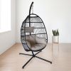 Hanging Egg Chair with Stand Outdoor Patio Swing Egg Chair Indoor Folding Egg Chair, Waterproof Cushion, Folding Rope Back, Heavy Duty C-Stand