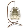 Swing Egg Chair with Stand Indoor Outdoor; UV Resistant Cushion Hanging Chair; Anti-Rust Foldable Aluminum Frame Hammock Chair; 350lbs Capacity Hangin