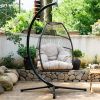 Egg Chair Hammock Chair Basket Hanging Swing Chair UV Resistant Cushion with Stand for Indoor Bedroom Outdoor Garden