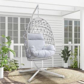 Hanging Egg Chair Outdoor Swing Chair with Stand,Hammock Chair Indoor,Patio Boho Wicker Hanging with Stand 350lbs Capacity