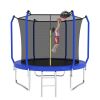 10FT Trampoline with Basketball Hoop, ASTM Approved Reinforced Type Outdoor Trampoline with Enclosure Net