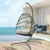 Swing Egg Chair with UV Resistant Cushions 350lbs Capacity, Stand Indoor Outdoor Wicker Rattan Patio Basket Hanging Chair