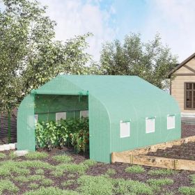 11.5' x 10' x 7' Outdoor Portable Walk-In Tunnel Greenhouse with Windows-Deep Green