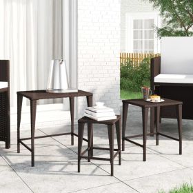 Patio Nesting Tables 3 pcs Brown Poly Rattan