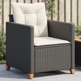 Patio Chair with Cushions Black Poly Rattan