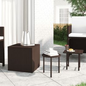 Patio Side Tables 3 pcs Brown Poly Rattan