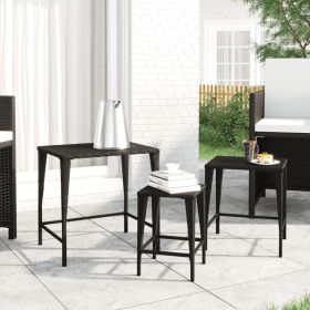 Patio Nesting Tables 3 pcs Black Poly Rattan