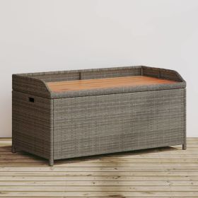 Storage Bench Gray 39.4"x19.7"x20.5" Poly Rattan and Acacia Wood