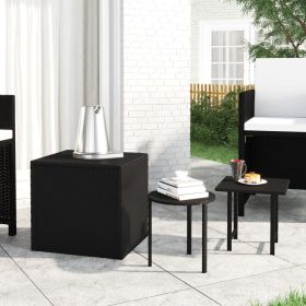 Patio Side Tables 3 pcs Black Poly Rattan