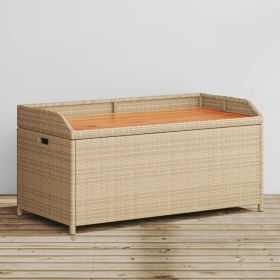 Storage Bench Mix Beige 39.4"x19.7"x20.5" Poly Rattan and Acacia Wood