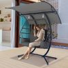 Double Egg Chair with Stand, Foldable Hanging Chair Basket Nest Swinging Loveseat for Indoor Outdoor Patio, Balcony, GardenChair