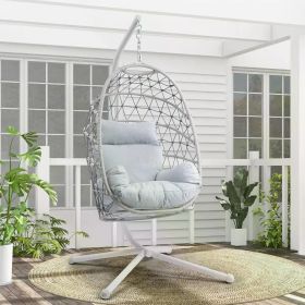 Hanging Egg Chair Outdoor Swing Chair with Stand, Hammock Chair Indoor, Patio Boho Wicker Hanging with Stand 350lbs Balcony