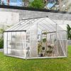 8' x 10' Polycarbonate Outdoor Greenhouse, Aluminum Walk-in Green House w/ 5-Level Adjustable Vents, Gutter and Door