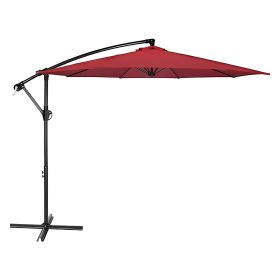 10 ft. Steel Cantilever Offset Outdoor Patio Umbrella with Crank Lift - Red