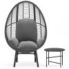 Patio PE Wicker Egg Chair Model 2 with Grey Color Rattan Grey Cushion and Side Table