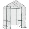 Outsunny 5' x 5' x 6' Mini Walk-in Greenhouse Kit, Portable Green House with 3 Tier Shleves, Roll-Up Door