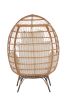 Wicker Egg Chair, Oversized Indoor Outdoor Lounger for Patio, Backyard, Living Room w/ 5 Cushions, Steel Frame, - Beige