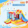 Outsunny Kids Inflatable Water Slide, 4-in-1 Bounce House Jumping Castle with 2 Slides, Climbing Wall, Trampoline, & Water Pool Area, Air Blower