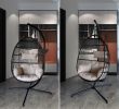 Hanging Egg Chair with Stand Outdoor Patio Swing Egg Chair Indoor Folding Egg Chair, Waterproof Cushion, Folding Rope Back, Heavy Duty C-Stand