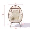 Wicker Egg Chair, Oversized Indoor Outdoor Lounger for Patio, Backyard, Living Room w/ 5 Cushions, Steel Frame, - Beige