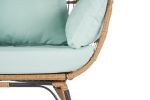 Wicker Egg Chair, Oversized Indoor Outdoor Lounger for Patio, Backyard, Living Room w/ 5 Cushions, Steel Frame, - Light Blue