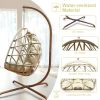 Swing Egg Chair with Stand Indoor Outdoor; UV Resistant Cushion Hanging Chair; Anti-Rust Foldable Aluminum Frame Hammock Chair; 350lbs Capacity Hangin