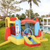 Outsunny Kids Inflatable Water Slide, 4-in-1 Bounce House Jumping Castle with 2 Slides, Climbing Wall, Trampoline, & Water Pool Area, Air Blower