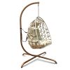 Swing Egg Chair with Stand Indoor Outdoor; UV Resistant Cushion Hanging Chair; Anti-Rust Foldable Aluminum Frame Hammock Chair; 350lbs Capacity Hangin