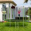 10FT Trampoline with Basketball Hoop Inflator and Ladder(Inner Safety Enclosure) Green