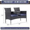 Outdoor Patio Loveseat Set,All Weather PE Rattan and Steel Frame Conversation Furniture with Built-in Coffee Table