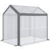 8' L x 6' W x 7' H Outdoor Walk-In Tunnel Greenhouse with Roll-up Windows;  2 Zippered Doors;  & Weather Cover