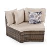 GO 8-piece Outdoor Wicker Sofa Set, Rattan Sofa Lounger, With Colorful Pillows, Conversation Sofa, For Patio, Garden, Deck, Brown Wicker