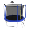 10FT Trampoline with Basketball Hoop, ASTM Approved Reinforced Type Outdoor Trampoline with Enclosure Net