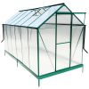 6.3'*12.2'*7' Polycarbonate Greenhouse, Heavy Duty Outdoor Aluminum Walk-in Green House Kit with Rain Gutter, Vent and Door for Backyard Garden