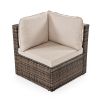 GO 8-piece Outdoor Wicker Sofa Set, Rattan Sofa Lounger, With Colorful Pillows, Conversation Sofa, For Patio, Garden, Deck, Brown Wicker