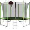 10FT Trampoline with Basketball Hoop Inflator and Ladder(Inner Safety Enclosure) Green