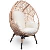 Patio PE Wicker Egg Chair Model 4 with Natural Color Rattan Beige Cushion