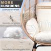 Patio PE Wicker Egg Chair Model 4 with Natural Color Rattan Beige Cushion