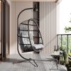 Hanging Egg Chair with Stand, Patio Wicker Egg Swing Chair with Cushion for Bedroom Garden Indoor Outdoor