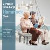 2 Person Hanging Hammock Chair with Cushion Macrame Swing