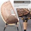 Patio PE Wicker Egg Chair Model 4 with Natural Color Rattan Beige Cushion