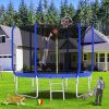 10FT Trampoline with Basketball Hoop, ASTM Approved Reinforced Type Outdoor Trampoline with Enclosure Net