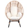 Patio PE Wicker Egg Chair Model 4 with Natural Color Rattan Beige Cushion