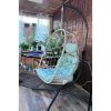 Egg Swing Chair with Stand, Rattan Hanging Swing Hammock Egg Chairs with UV Resistant Cushion Outdoor Garden Backyard,Light Blue