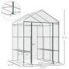 Outsunny 5' x 5' x 6' Mini Walk-in Greenhouse Kit, Portable Green House with 3 Tier Shleves, Roll-Up Door