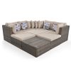 GO 8-piece Outdoor Wicker Sofa Set, Rattan Sofa Lounger, With Colorful Pillows, Conversation Sofa, For Patio, Garden, Deck, Brown Wicker